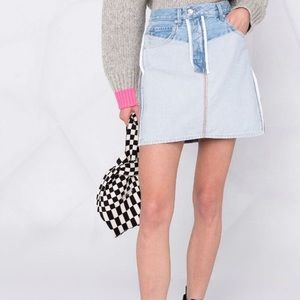 Helmut Lang inside out denim skirt